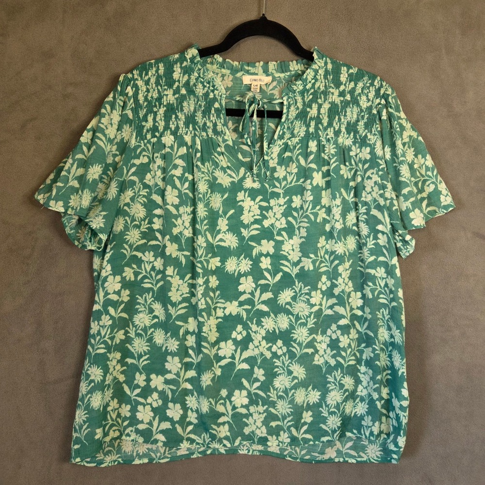 Cottagecore Floral Peasant Top Women's Large Boho Casual Dainty Lightweight